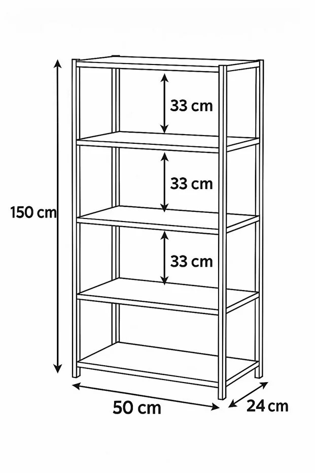 5 raflı metal Kitaplık – Çok Amaçlı